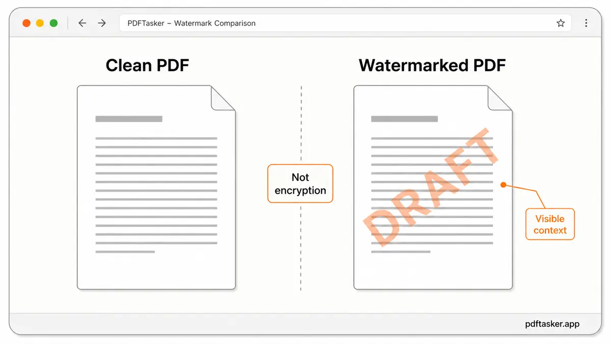 Diagram perbandingan halaman PDF bersih dan halaman PDF dengan watermark