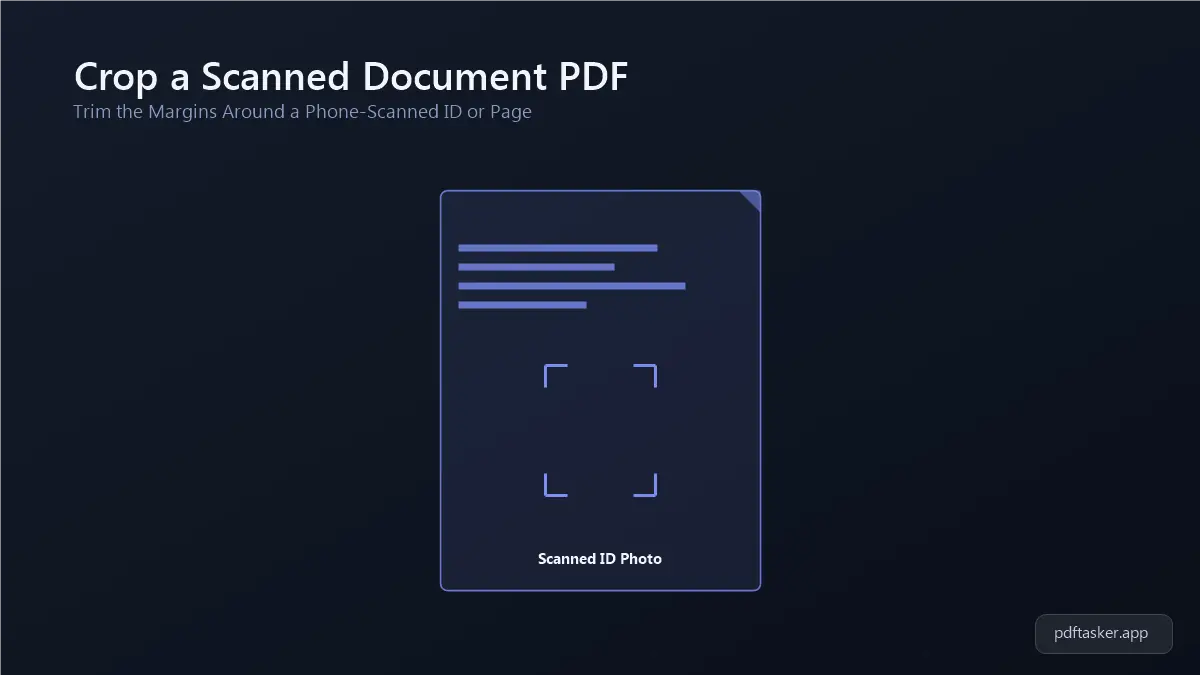 Kotak crop digeser di atas PDF hasil scan KTP untuk memotong margin meja dan bayangan di pinggir