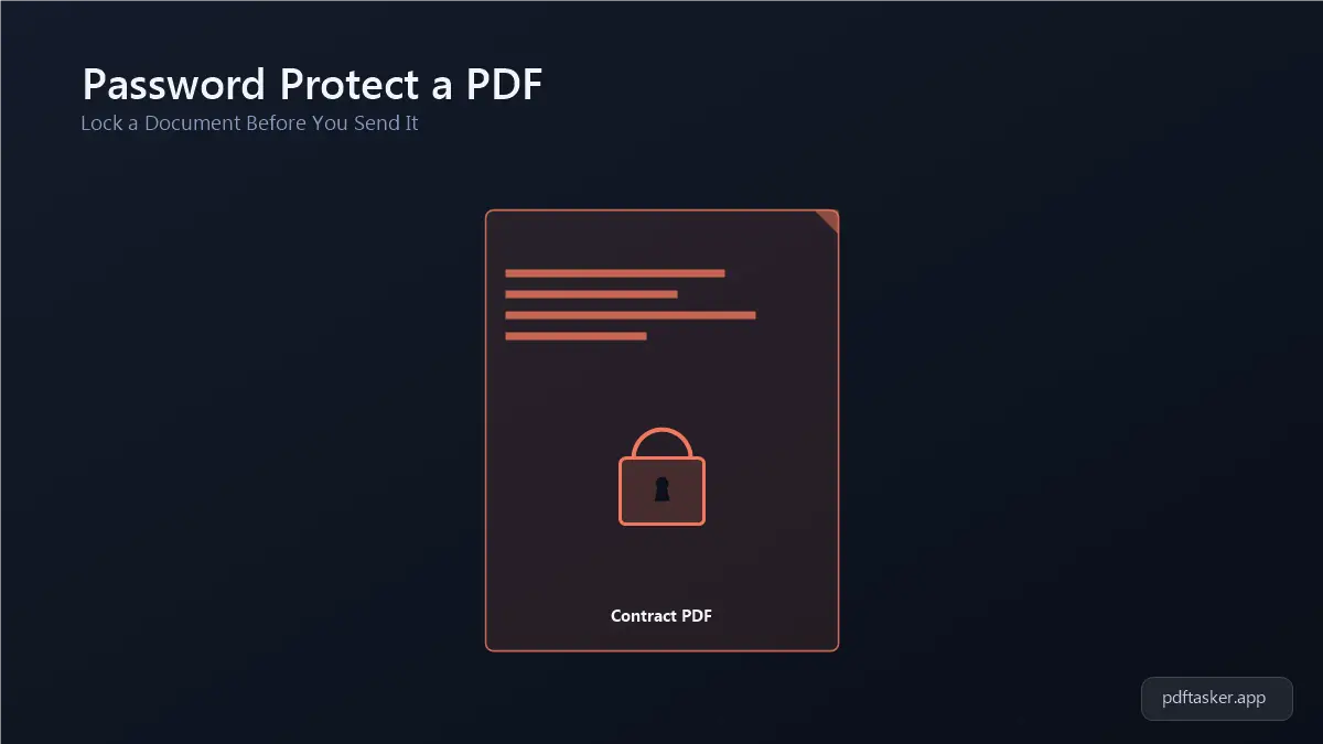 Un candado cerrándose sobre un documento PDF antes de enviarlo por correo